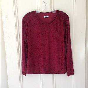 Velvet Shirt Top Lining Burgundy Career Elastic